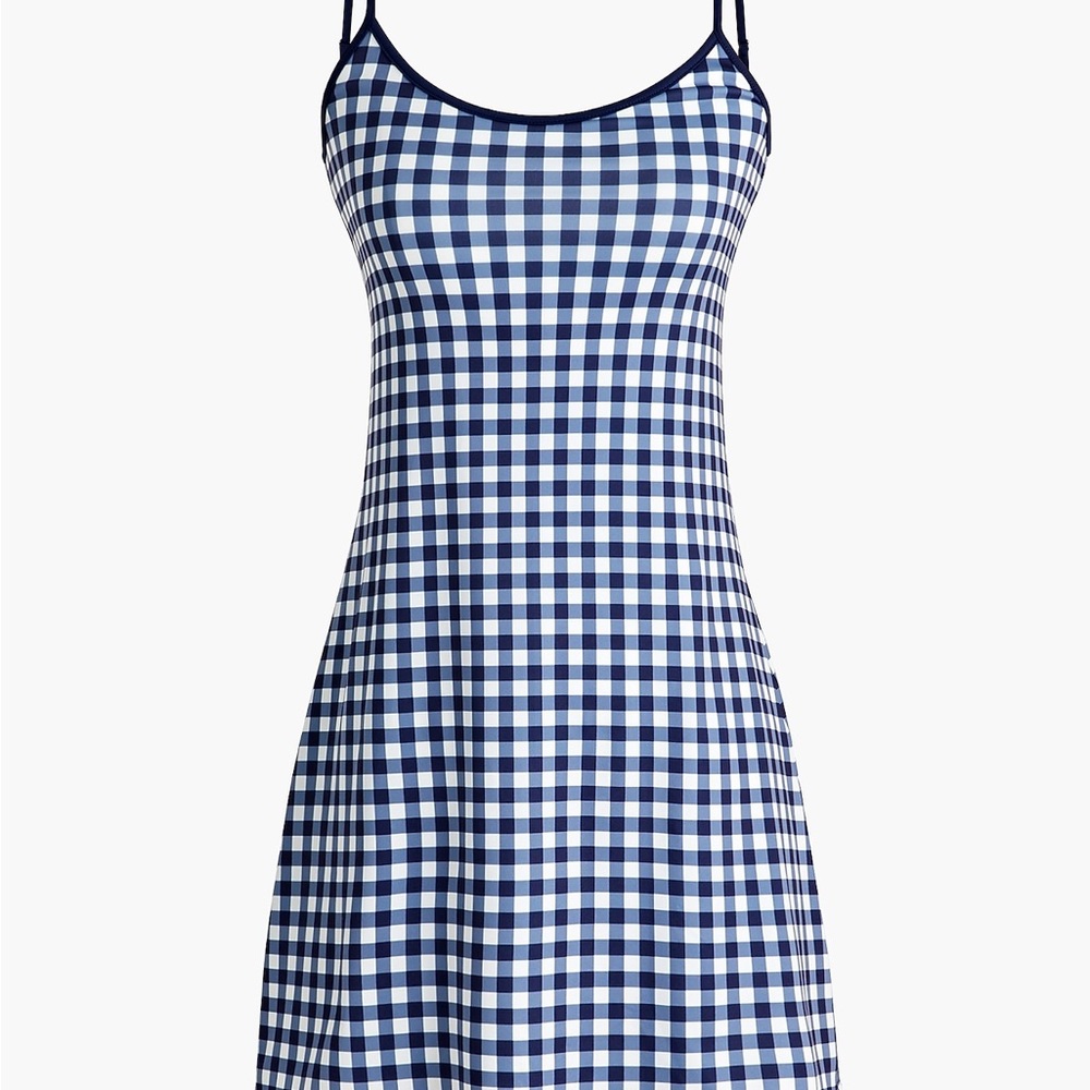 J. Crew Factory Navy and White Gingham Mini Dress